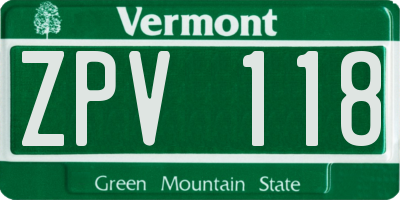 VT license plate ZPV118