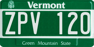 VT license plate ZPV120