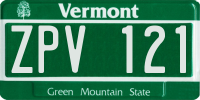 VT license plate ZPV121
