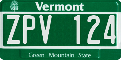 VT license plate ZPV124