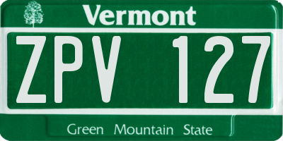 VT license plate ZPV127