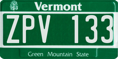 VT license plate ZPV133