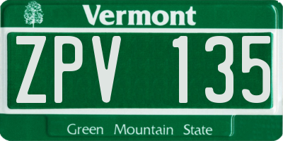 VT license plate ZPV135