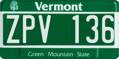 VT license plate ZPV136