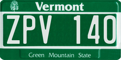 VT license plate ZPV140