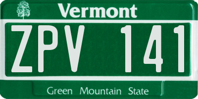 VT license plate ZPV141