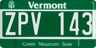 VT license plate ZPV143