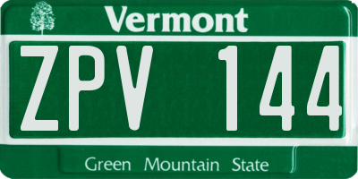 VT license plate ZPV144