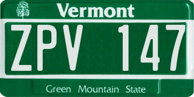 VT license plate ZPV147
