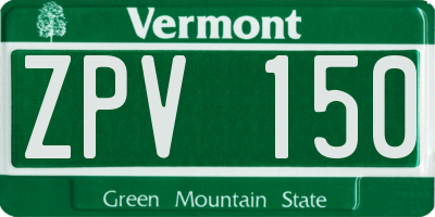 VT license plate ZPV150