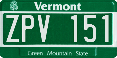 VT license plate ZPV151