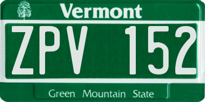 VT license plate ZPV152