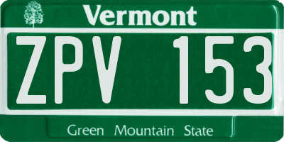 VT license plate ZPV153