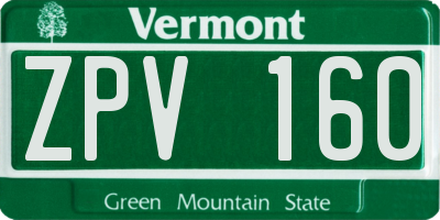 VT license plate ZPV160