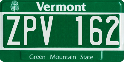 VT license plate ZPV162
