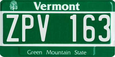 VT license plate ZPV163