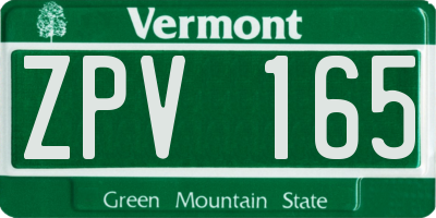 VT license plate ZPV165
