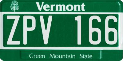 VT license plate ZPV166