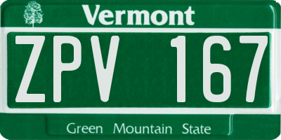 VT license plate ZPV167