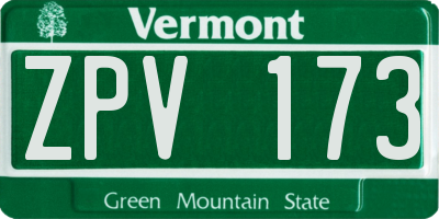 VT license plate ZPV173