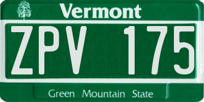 VT license plate ZPV175