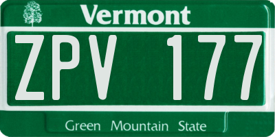 VT license plate ZPV177