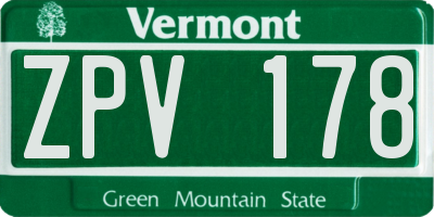 VT license plate ZPV178