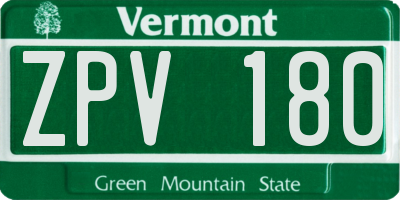 VT license plate ZPV180