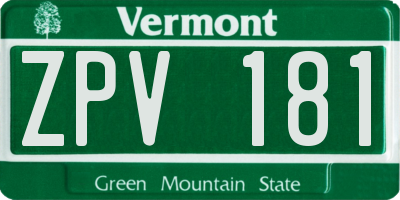 VT license plate ZPV181