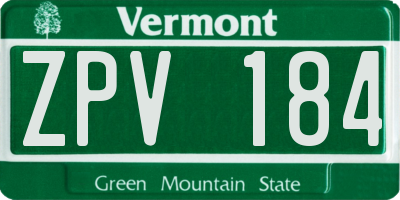VT license plate ZPV184