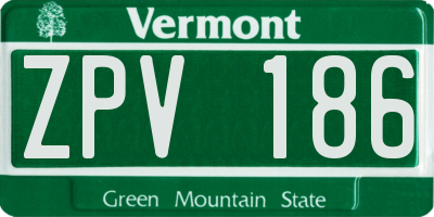 VT license plate ZPV186
