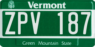 VT license plate ZPV187