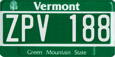 VT license plate ZPV188