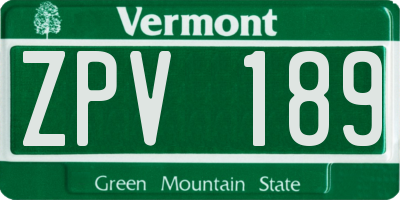 VT license plate ZPV189