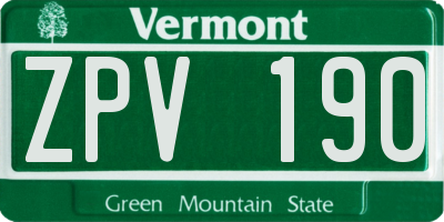 VT license plate ZPV190