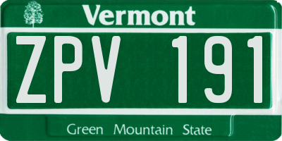 VT license plate ZPV191