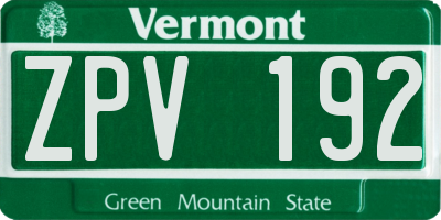 VT license plate ZPV192