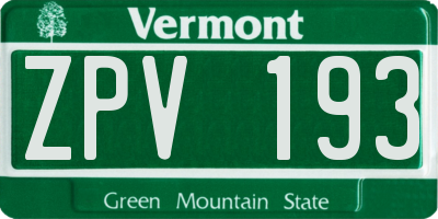 VT license plate ZPV193