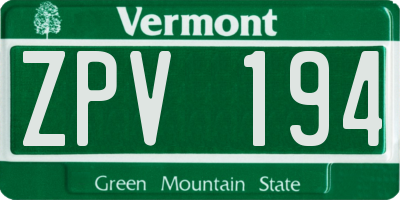 VT license plate ZPV194
