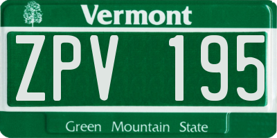 VT license plate ZPV195