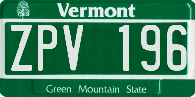 VT license plate ZPV196