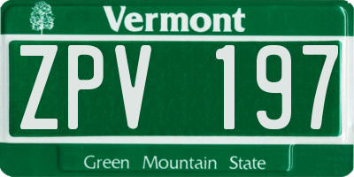 VT license plate ZPV197