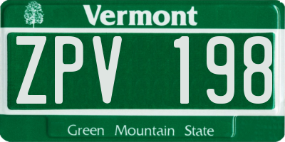VT license plate ZPV198