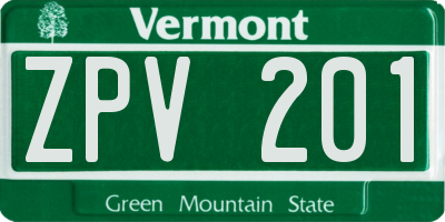 VT license plate ZPV201