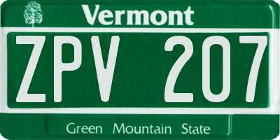 VT license plate ZPV207