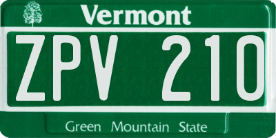 VT license plate ZPV210