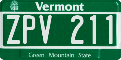 VT license plate ZPV211