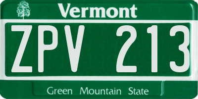 VT license plate ZPV213