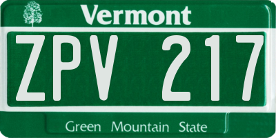 VT license plate ZPV217