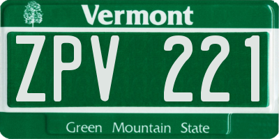 VT license plate ZPV221